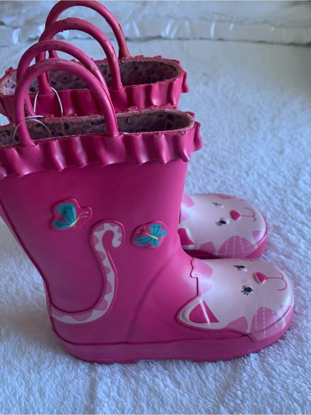 Jumping Beans Toddler Girls Pink Cat Rain Boots, Size toddler Large 8/9 M